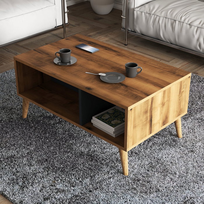 Hanah Home Exxen - 2070 Mesa de centro de 2 niveles Nogal y Antracita